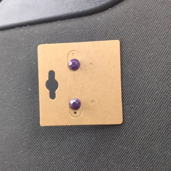 💜Deep purple resin rhinestone earrings - Picture 1 of 1